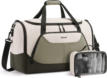 Спортивна сумка LOVEVOOK для жінок 30L з відділенням для взуття та мокрих речей, невелика сумка для залу, плавання, сауни, ручної поклажі для спорту, фітнесу, тренувань та подорожей, водонепроникна дорожня сумка-трансформер (B-бежевий зелений, 45x24x28cm(