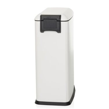 Сміттєвий відер з педаллю та кришкою SoftClose hjh OFFICE CLEAN Slim, 20л, сталевий вузький смітник з внутрішнім відром, білий, 56x34x22 см