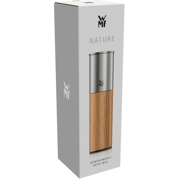 Млин для солі та перцю WMF Nature Pro з керамічним механізмом, регульованим помелом, нержавіюча сталь та дерево