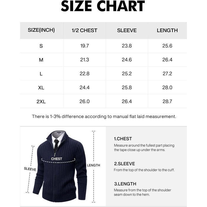 Чоловічий в'язаний кардиган NITAGUT з блискавкою, теплий, зимовий, вінтажний, довгий рукав, синій Navy Blue