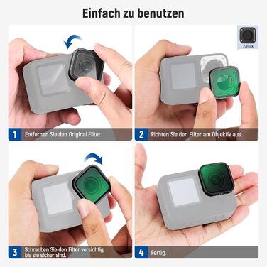 Набір фільтрів ND NEEWER (4 шт.) + лінза збільшення 15x для GoPro Hero 13/12/11/10/9, ND8/ND16/ND32/CPL, аксесуари для макрозйомки