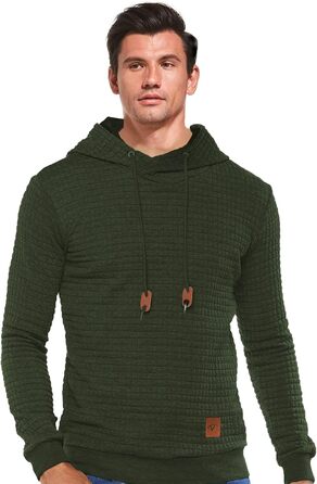 Чоловіча толстовка Tanozer з капюшоном, в клітинку, довгий рукав (XL, хакі)