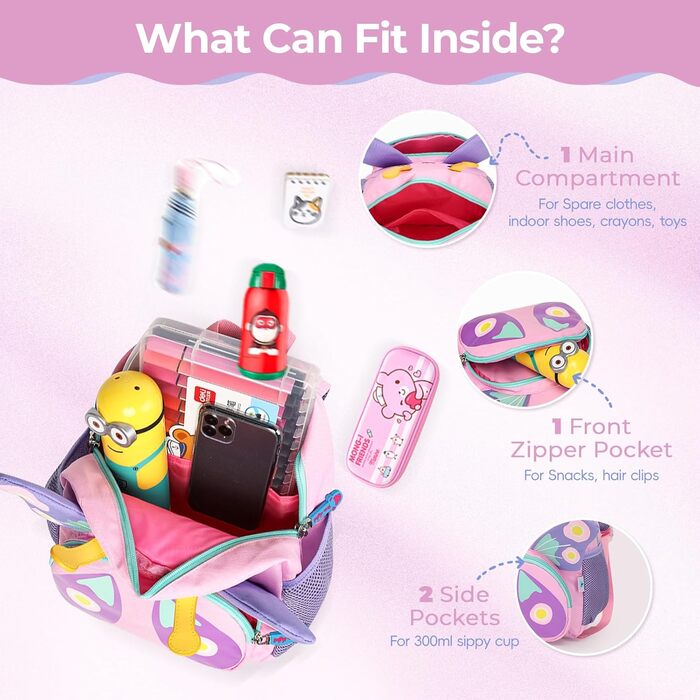 Дитячий рюкзак PROTAURI для школи, садочка та подорожей: рюкзак з малюнком тварин для дітей 3-5 років