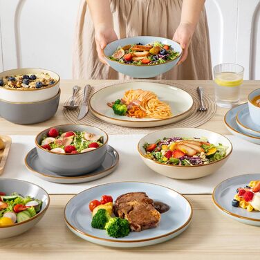 Набір посуду на 6 осіб Vancasso RENO 24-tlg: тарілки, супові тарілки, десертні тарілки, миски, комплект посуду з кераміки, 48 предметів