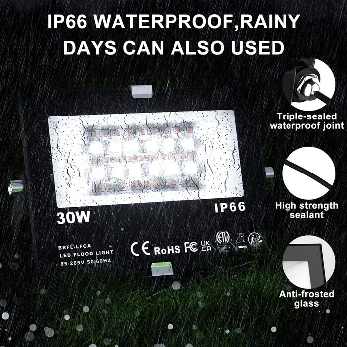 ChangM RGB LED Floodlight, Outdoor Floodlight, 30W, 4 Pack, Bluetooth APP Control, 16 Million Colors, Smart LED Floodlight, IP66 Outdoor Floodlight, Waterproof LED Floodlight, Garden Mood Lighting
