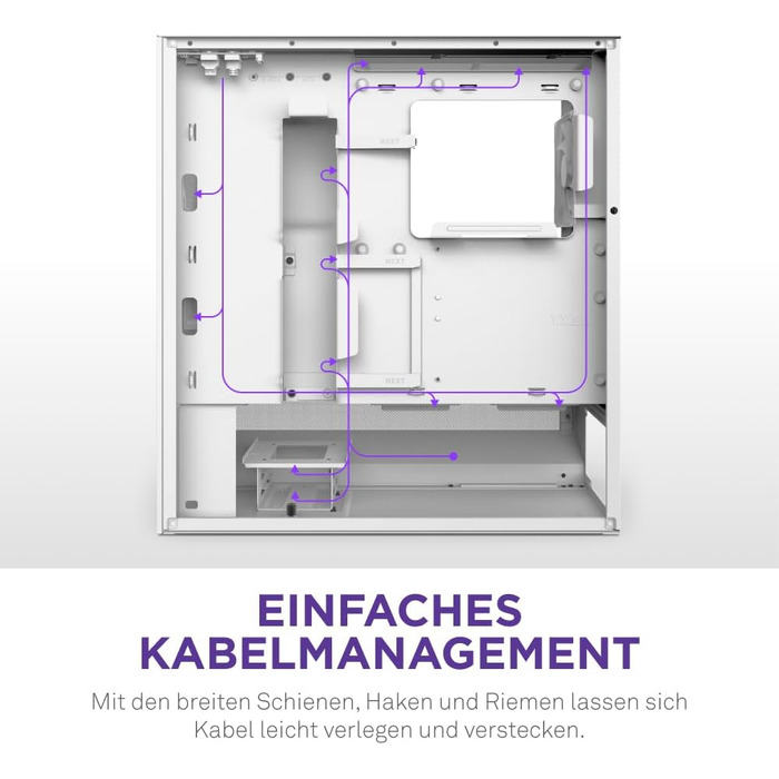 NZXT H5 Flow - Компактний корпус для ПК ATX Mid-Tower для геймінгу - Покращений повітряний потік - 2 x 120mm вентилятори, підтримка радіаторів 360mm (передній) та 240mm (верхній), система кабель-менеджменту, загартоване скло (Flow 2024, білий)