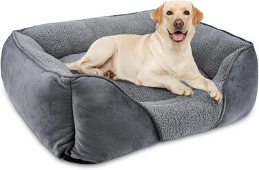 FURTIME Dog Bed for Medium and Large Dogs, Washable Fluffy Dog Basket, Non-Slip Dog Cushion, Anti-Anxiety, 76x61x23cm
