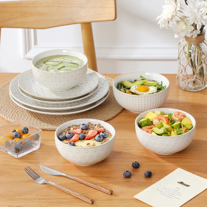 Набір кавових чашок з блюдцем MALACASA, 8 предметів, на 4 персони, керамічний сервіз, об'єм 180 мл, для кави, чаю, десертів, бежевий