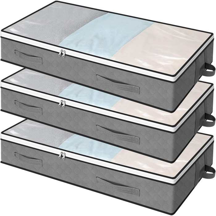 Органайзер для зберігання під ліжком AiQInu, 2 шт, 100x50x18 см, з вікном, для одягу, ковдр, постільної білизни