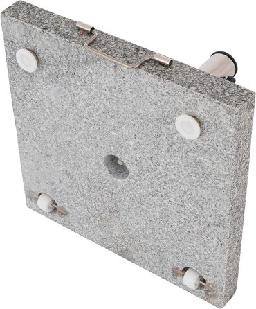 Nexos Parasol Stand 30kg Polished Granite Stainless Steel Square 45 x 45 cm Parasol Stand with Handle and Wheels