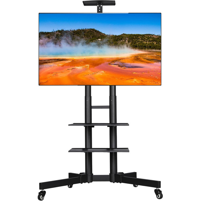 Yaheetech Rolling TV Stand with Brakes - Adjustable Height, 3 Shelves, VESA 100x100 to 600x400 - Fits 32-75 inch TVs