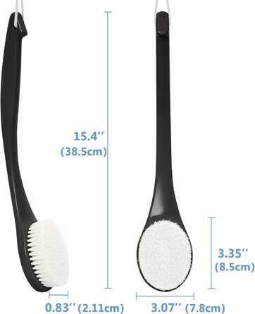 Масажна щітка для тіла з довгим руків'ям - чорна (PE) для пілінгу та масажу