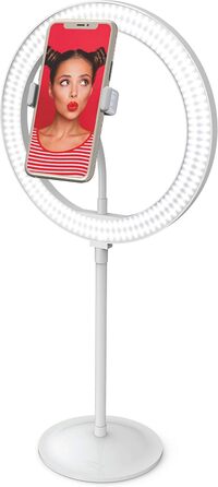 DIGIPOWER Кольцеве світло 11 дюймів, регульована висота (58-168 см), 3 режими освітлення, 10 рівнів яскравості, тримач для телефону (iOS/Android), для макіяжу, YouTube, TikTok та Vlogging. Компактне кільцеве світло 10 дюймів з підставкою