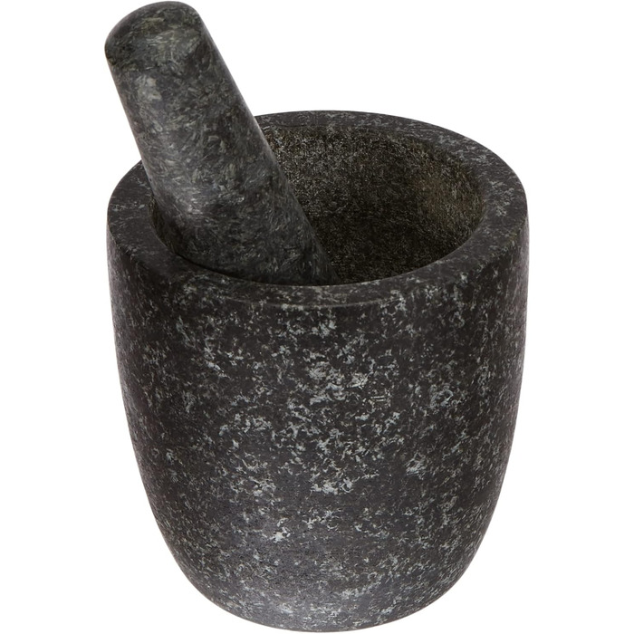 Набір для розмелювання спецій JADE TEMPLE 17023: ступка та товкачок з граніту, 13 см, сірий