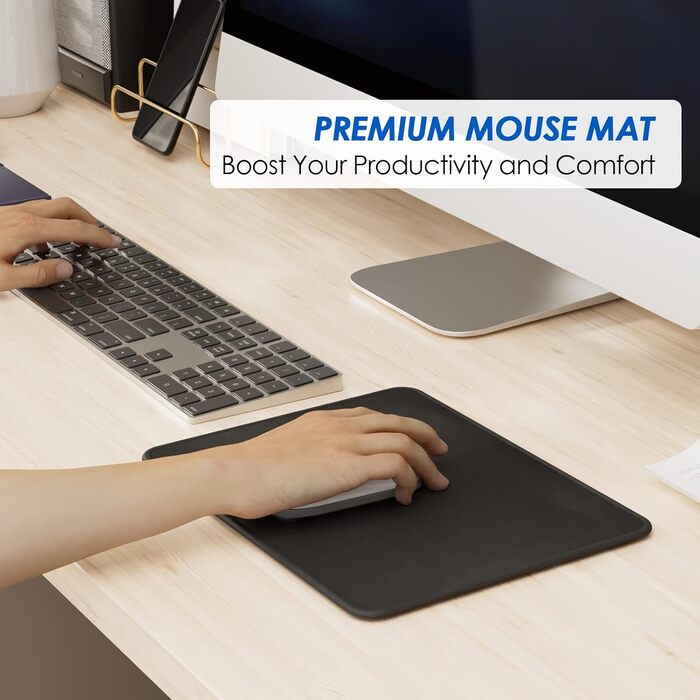 KTRIO Комплект килимків для миші 3 шт. (275x215 мм, чорний) з антиковзким покриттям та міцними краями для комп'ютера, ноутбука та ПК