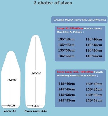 Чохол для прасувальної дошки Extra Groß XL 150x60 см, паропроникний, з фіксаторами B-2