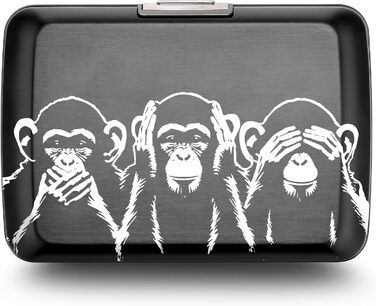 ÖGON Smart Case Oslo: Алюмінієве картхолдер з RFID захистом, компактний гаманець (гравіювання Monkeys)