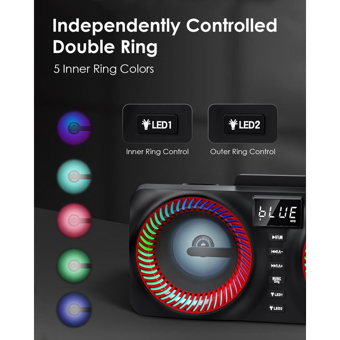 Караоке система All-in-One з Bluetooth, 2 мікрофонами та акустикою 30W, для вечірок (Red2)