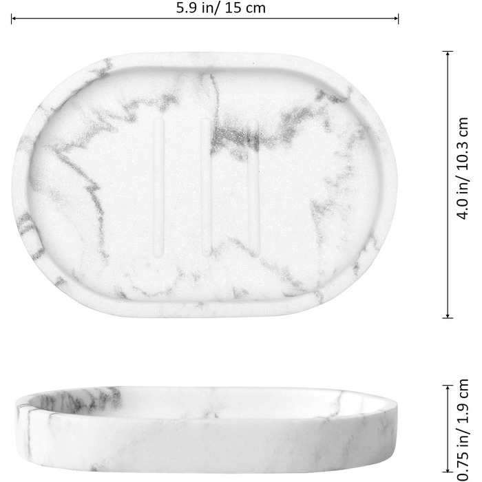 Підставка для мила Luxspire з кераміки, антиковзаюча, білий мармур, для ванної кімнати, душу та кухні