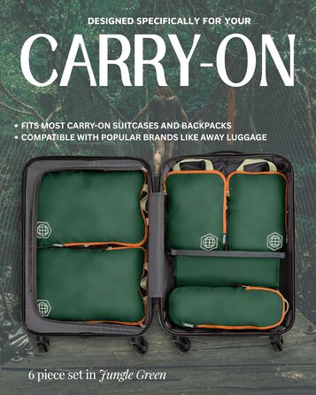 Набір кубиків для пакування TRIPPED Travel Gear: Органайзери для багажу з подвійним замком, компресія, білий, зелений (зелений/помаранчевий, 6 шт.)