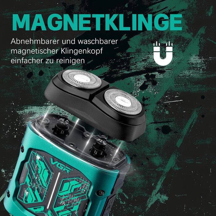 Електричний чоловічий бритва VGR 344 Mini - компактний, водонепроникний, з USB зарядкою, зелений
