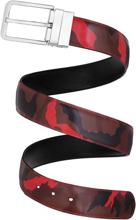 Чоловічий шкіряний ремінь Falari з можливістю перевертання (2 кольори) - Червоний/Камуфляж, розмір L (71/97 см)