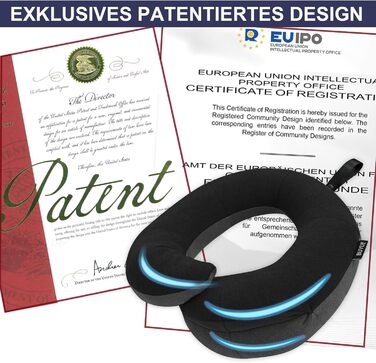 Подушка для шиї Buyue для подорожей літаком, 360° обертання, підтримка шиї, комплект з маскою для сну та берушами (для дорослих, до 45 кг)