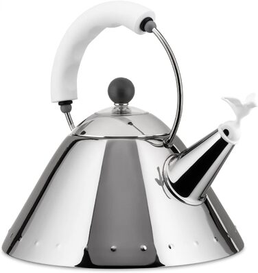 Alessi 9093 W Water Kettle, Stainless Steel, White, 4 x 25 x 4.5 cm, Units, 1.0 White Stainless Steel