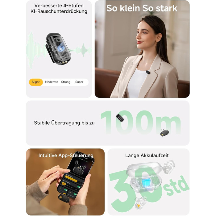 Мікрофон MAONO Wave T1 Mini USB-C: бездротовий, для iPhone/Android, з шумозаглушенням, для YouTube, Vlog, запису звуку