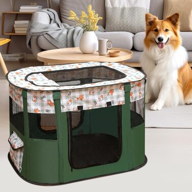 Клітка-манеж для цуценят та тварин, 70x55x40 см. Оксфорд, водовідштовхувальний манеж для собак, кроликів, котів та морських свинок. Для дому та вулиці (темно-зелений)