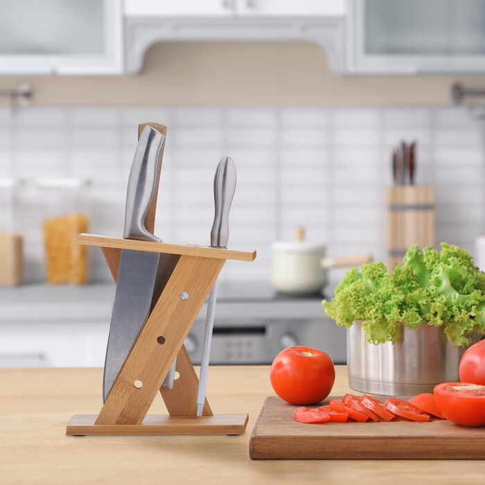 Relaxdays Unstocked Knife Block Made of Bamboo