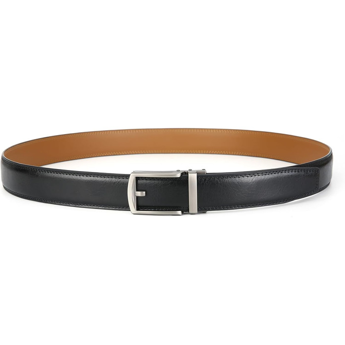 Чоловічий шкіряний ремінь на пряжці з автоматичним закриттям, 35 мм, білий, 130 см (E-schwarz)