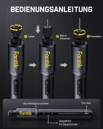 Електричний міні-дрель Fanttik K2 Nano - набір для DIY, 20 свердл, 800 mAh, для корпусу, пластику, смоли, ювелірних виробів