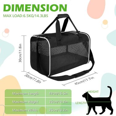 Транспортний бокс для котів Lannvan, до 6,5 кг, складаний, чорний (45x30x30 см)