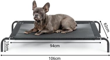 Textilene fabric dog bed, (L) 100 x 76 cm, (L 106 x W 62 x H 15 cm, Black)