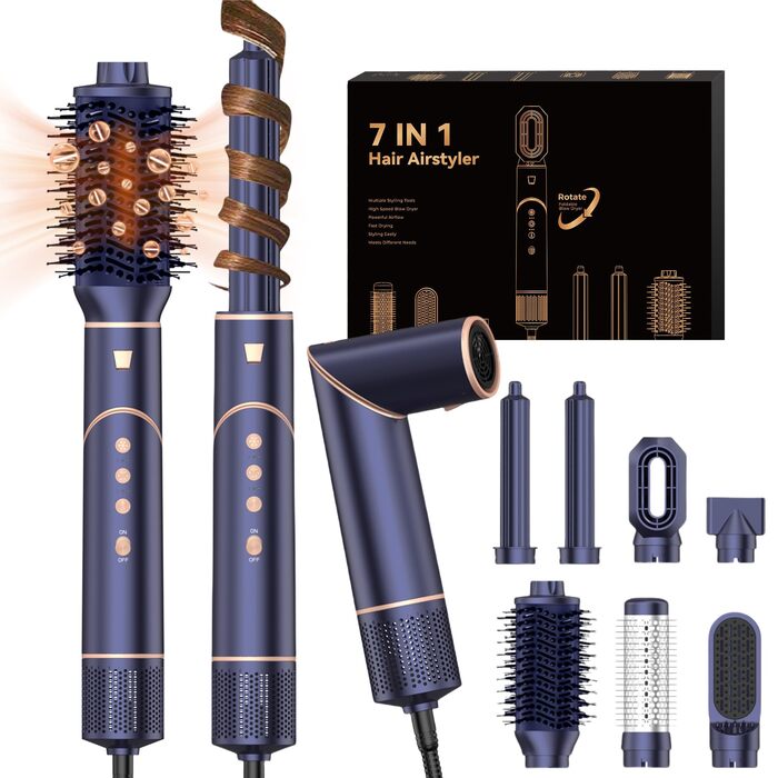 Мультистайлер Air Styler 5 в 1: фен, щітка, плойка - 1000W, 60000 обертів/хв, чорний (Saphirblau)