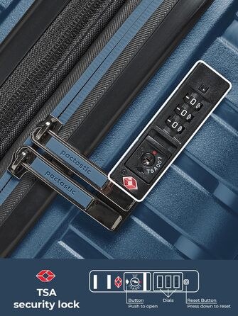 Чохол-валіза на колесах | Розширюваний середній валіза 45 x 25 x 66 см, 67-75 літрів | з поліпропілену, 4 подвійні колеса, TSA-замок (Колекція 04) | Колір: Navy Blue Metallic, Набір валіз (3 шт.)