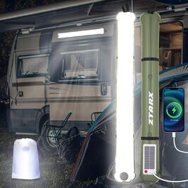 Qoolife LED Camping Lamp Rechargeable, Foldable Solar Camping Light Power Bank with 2 Charging Methods, Rechargeable Camping Lamp with Magnetic Attachment, Waterproof for Camping 85 cm