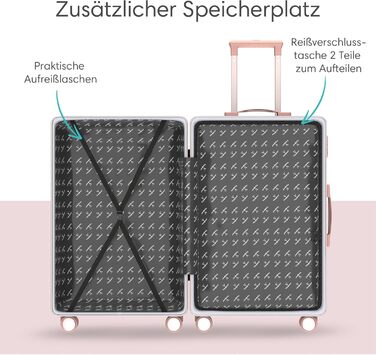 Набір валіз Voyagoux 2 шт. - 39L та 113L, жорсткі валізи, TSA-замок, ABS пластик, 4 колеса 360°, міцні та легкі, рожеве золото