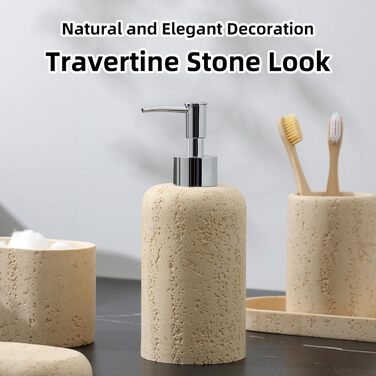 Набір аксесуарів для ванної кімнати, 5 предметів: тримач для щітки, пасти, мильниця та інше. Дерев'яний набір для ванної кімнати