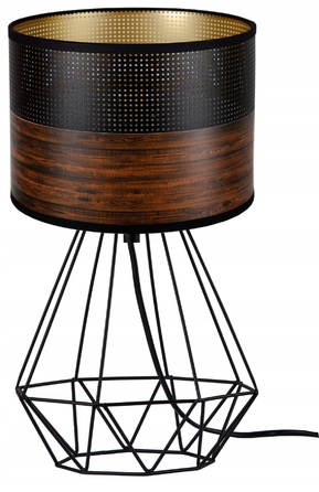 Стильна настільна нічна лампа з абажуром у кольорі венге, сучасний лофт, LED