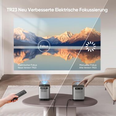 Портативний проєктор TOPTRO Mini Beamer - 18000 люмен, 1080P Full HD, WiFi6, Bluetooth, 4D/4P корекція трапеції, електрофокус, захист від пилу, 200 дюймів для TV Stick/Smartphone/HDMI/USB