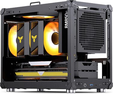 Корпус для ПК Jonsbo C6 MAX чорного кольору – компактний mATX з ручкою, сітчаста передня панель для вентиляції, підтримка відеокарти до 335 мм, кулера ЦП до 170 мм, 5 місць для вентиляторів