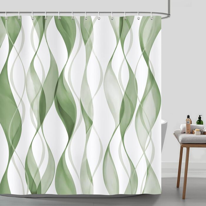 Шторка для душу Bonhause 180x180 см, водонепроникна, антигрибкова, смугаста, з 12 кільцями