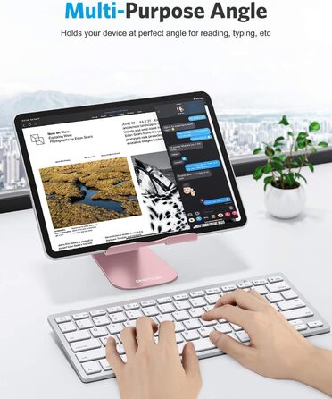 Регульована підставка для планшета OMOTON з алюмінію, тримач для iPad Pro 10.5, 11, 12.9, iPad Air, Mini 2 3 4 та планшетів до 12.9 дюймів, Rose Gold