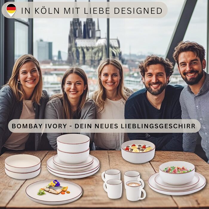 Набір керамічних мисок Sänger Bombay Ivory (4 шт.) - миски для мюслі, 700 мл, фіолетовий, стійкі до подряпин, мікрохвильової печі та посудомийної машини