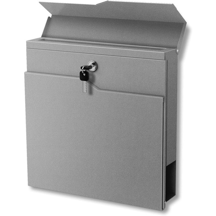 Поштова скринька Metzler антрацит з газетницею та іменним шильдиком RAL 7016, вулична, антикорозійна, для настінного монтажу, сучасний дизайн 37x37x10.5 см