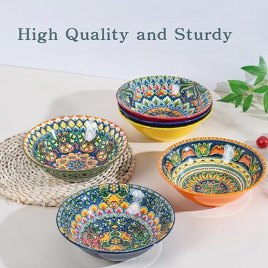 Набір супових тарілок з кераміки (6 шт) – 900 мл, кольорові салатники для кухні