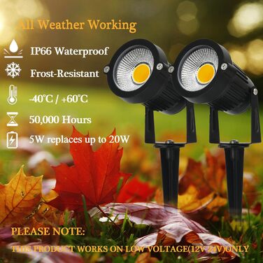 Світильник для саду з колом, LED 5Вт, IP66, тепле біле світло 3000K, водонепроникний, із штекером, для вулиці, газону, дерев, комплект 4 шт.