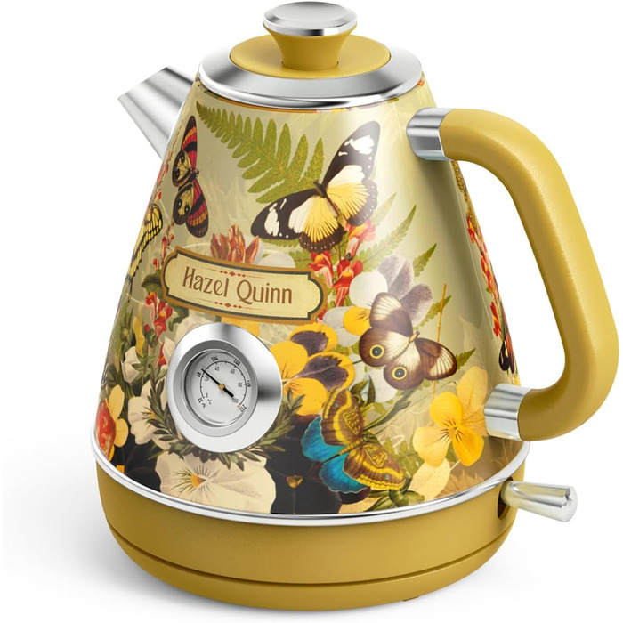 Hazel Quinn Kettle Retro Vintage Design Stainless Steel, BPA-Free, Automatic Shut-Off, Water Temperature Indicator, Strix Controller, Boil-Dry Protection, 2200 W, Floral Print